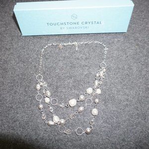 NIB Touchstone South Seas Necklace Retired Pearl and Crystal statement Swarovski
